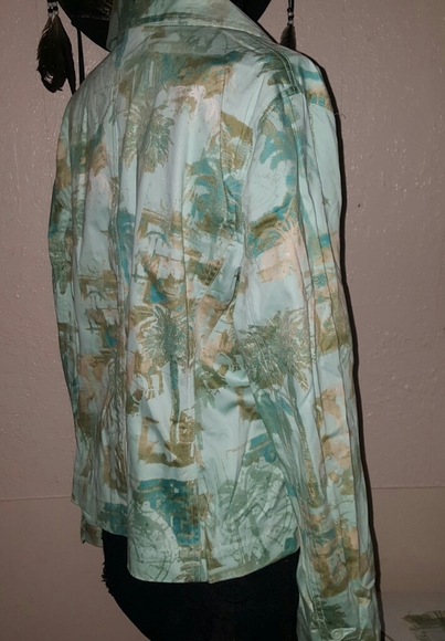 Caribbean Joe Blue Tropical Palm Stretch Blazer - Picture 2 of 6